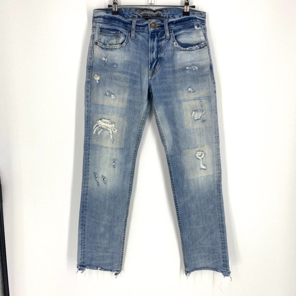 American Eagle Men's Distressed Slim Straight Jean